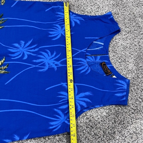 NWOT Tiki Palm Beaded Sequin Blue Beach Tropical Sleeveless Dress Size Medium - Picture 7 of 11